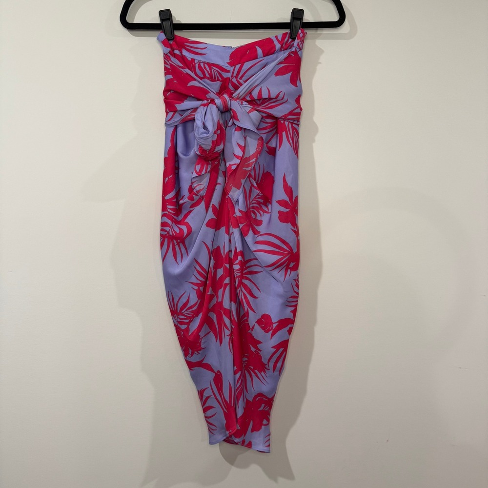 NWT DO+BE Lavender Floral Print Tie Front Midi Skirt Size S